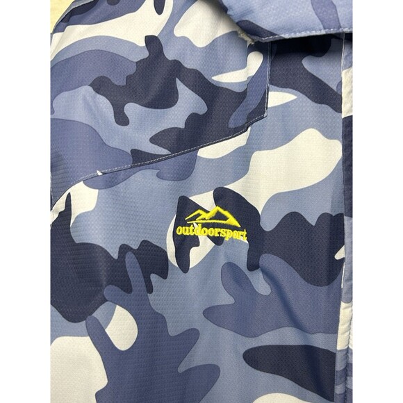 Men's M Winter Skiing Jacket Blue Camo Fleece Coat Insulated Thermal Waterproof - Picture 3 of 11